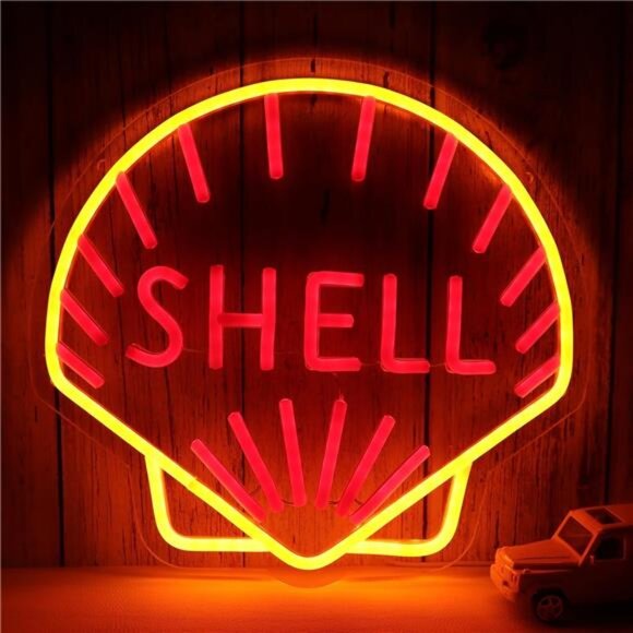 Shell Oil Logo LED Neon Sign Garage Shop Decor Man Cave Bar Mechanic Gear Head - Picture 1 of 7